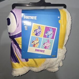 Spirit Fortnite Fleece Blanket - Yellow, Purple, White